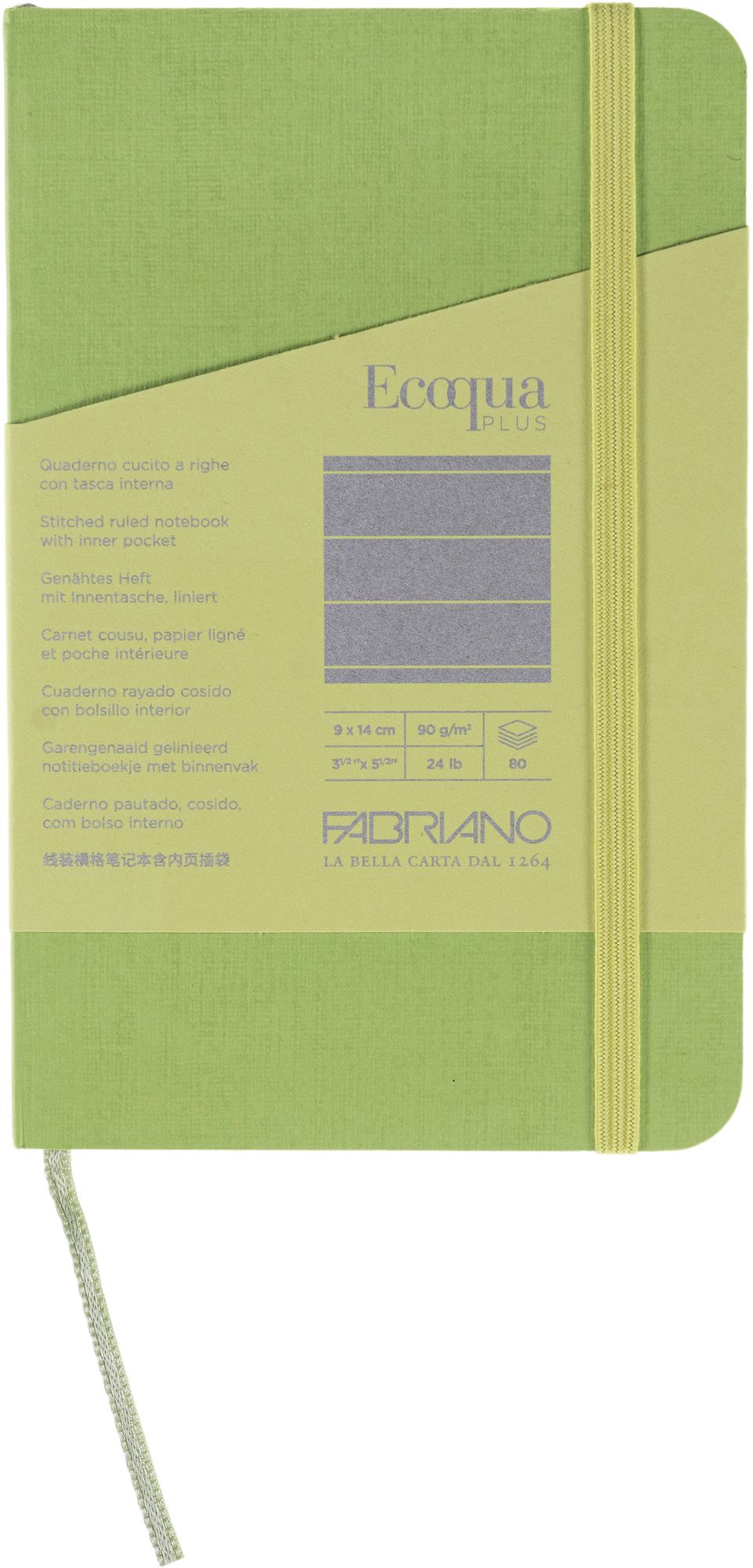 Ecoqua Plus Journal, 3.5 x 5.5, Stitch-Bound, Lined, Lime