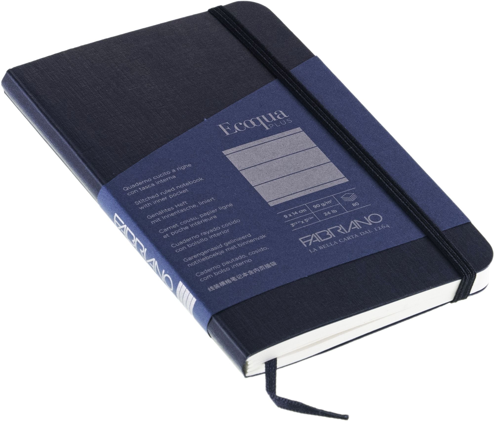 Ecoqua Plus Journal, 3.5 x 5.5, Stitch-Bound, Lined, Navy