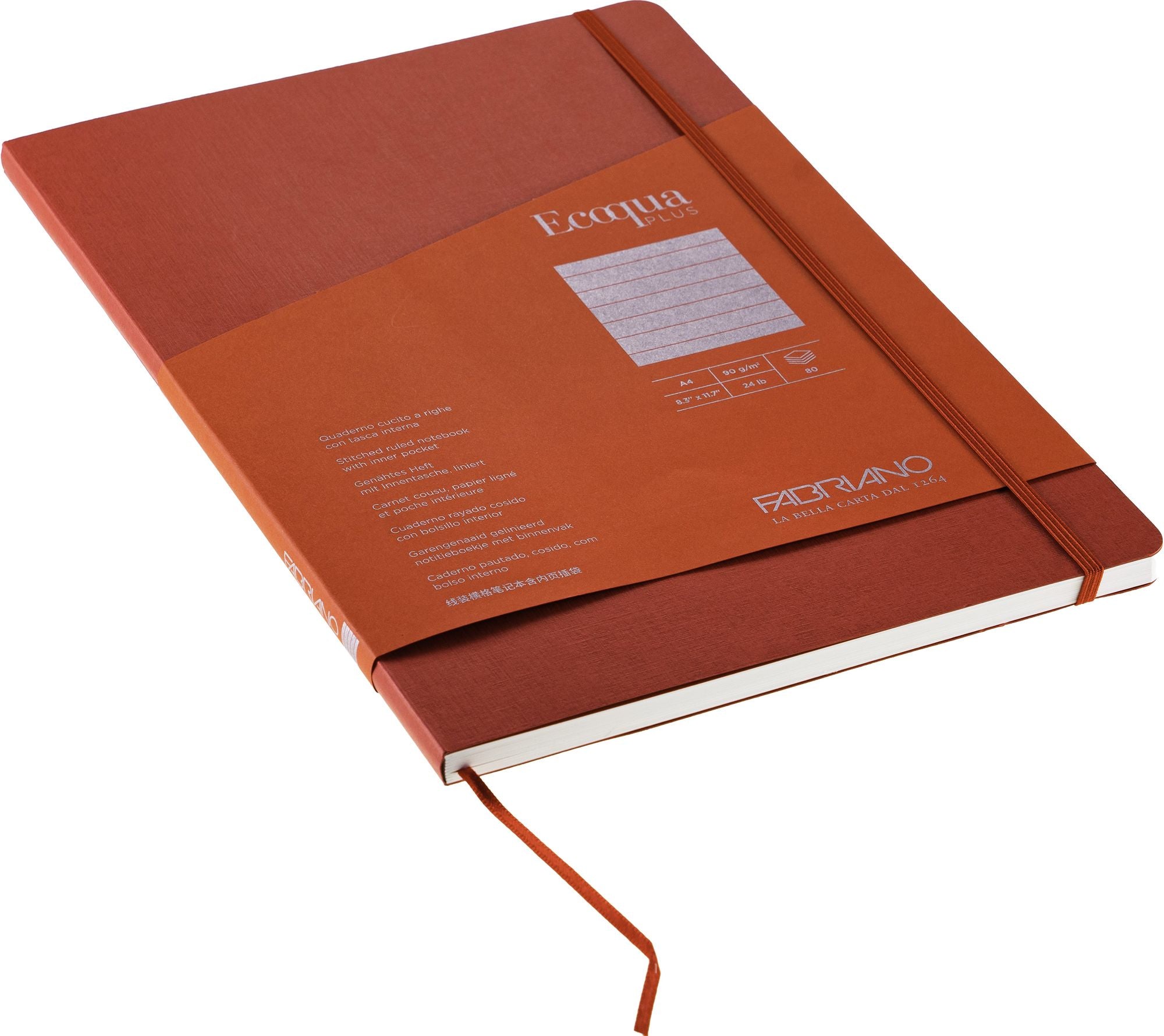 Ecoqua Plus Journal, A4, Stitch-Bound, Lined, Red