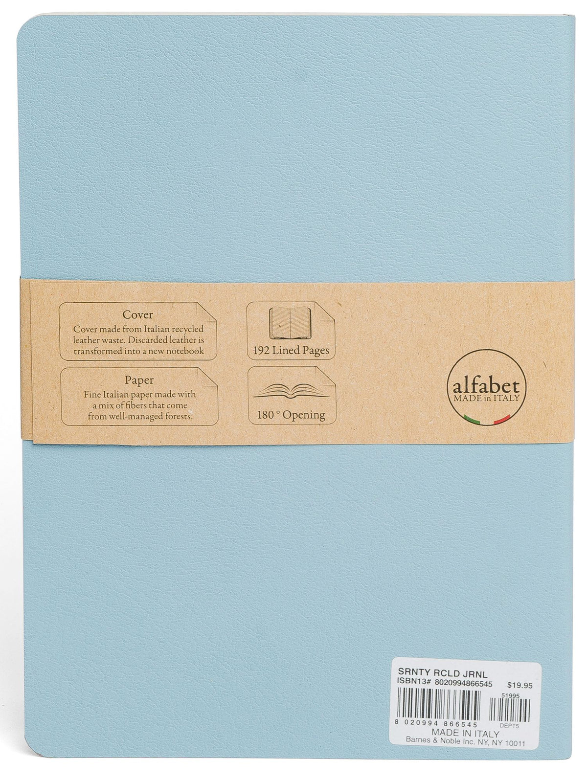 Serenity Blue Recycled Leather Journal