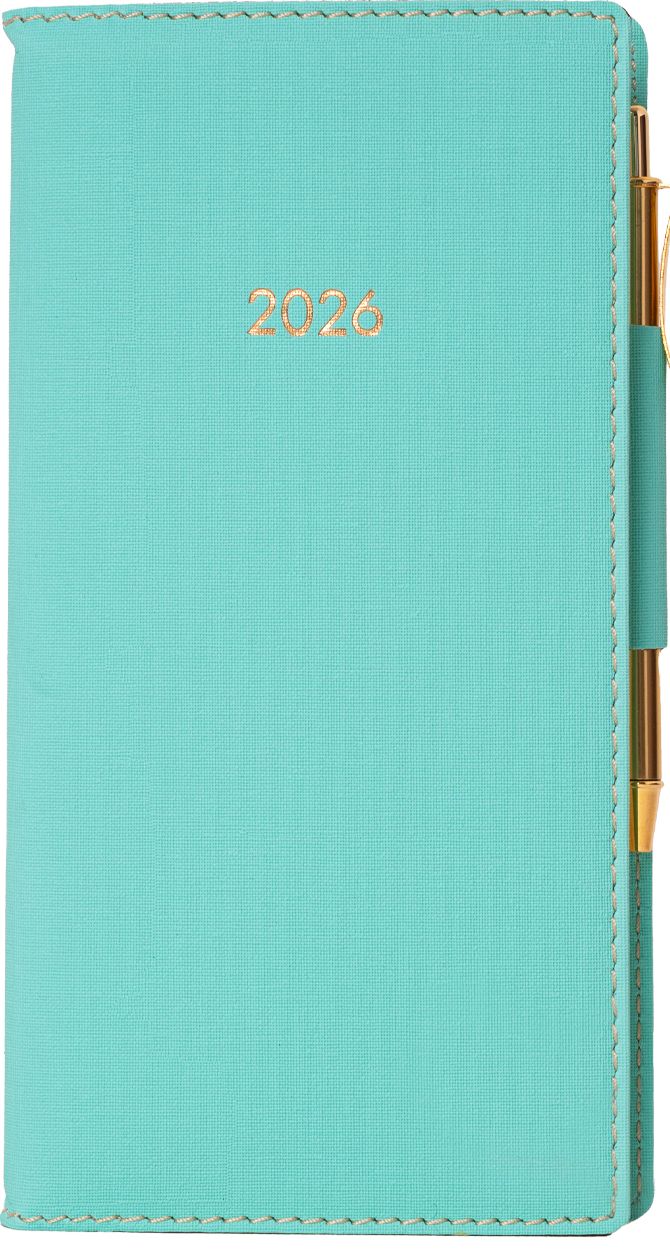 2026 Turquoise Weekly Pocket Planner in Italian Bonded Leather