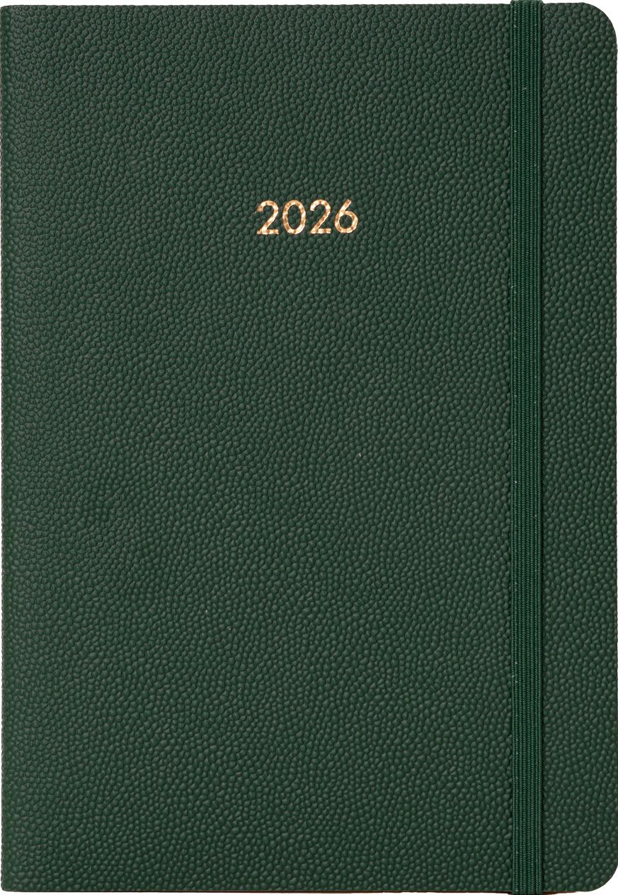 2026 Green Daily Soft Bound Planner in Italian Bonded Leather