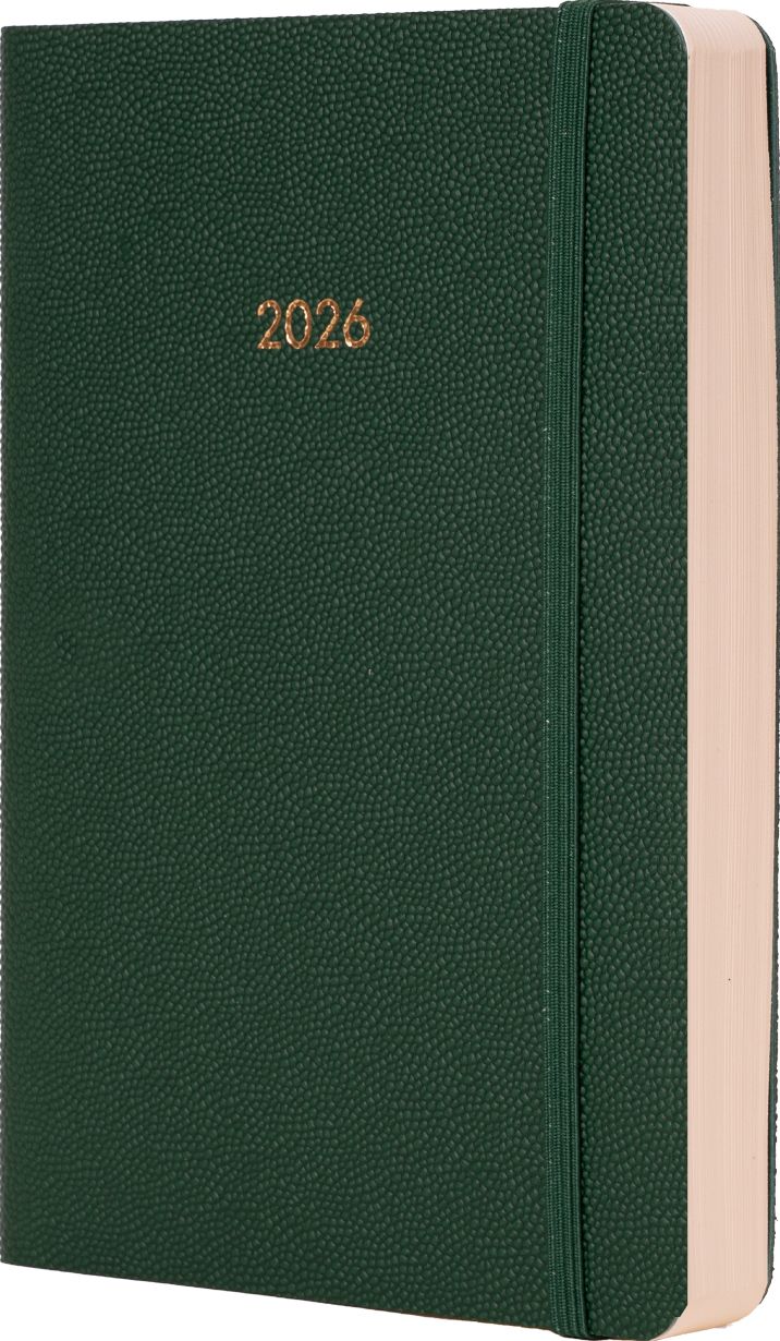 2026 Green Daily Soft Bound Planner in Italian Bonded Leather