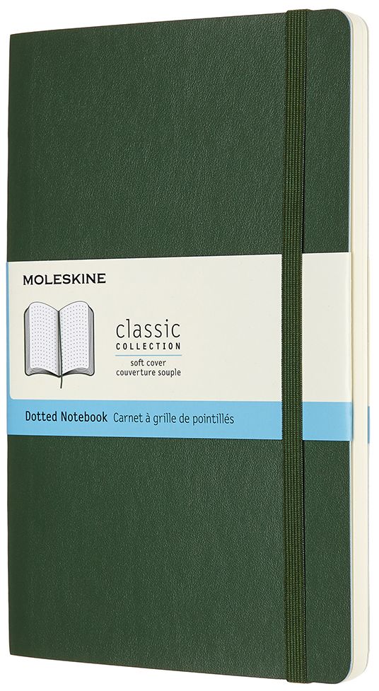 Moleskine Classic Notebook, Large, Dotted, Myrtle Green, Soft Cover (5 x 8.25)