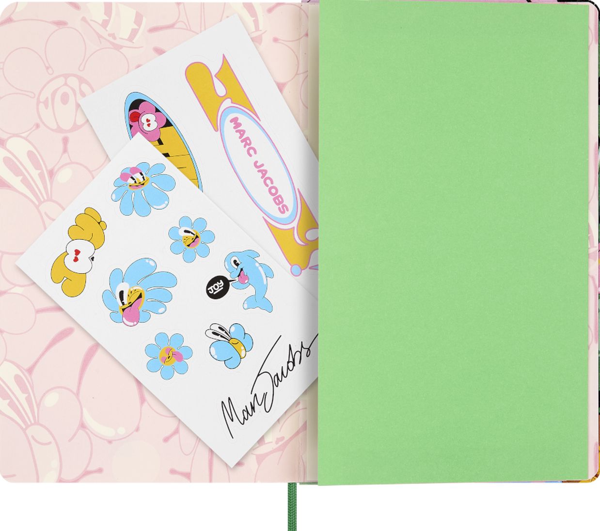Moleskine x Marc Jacobs x Hattie Stewart Artist Capsule Joy! Limited Edition Notebook, Hard Cover, Large (5" x 8.25") Ruled/Lined, Green Butterflies, 240 Pages