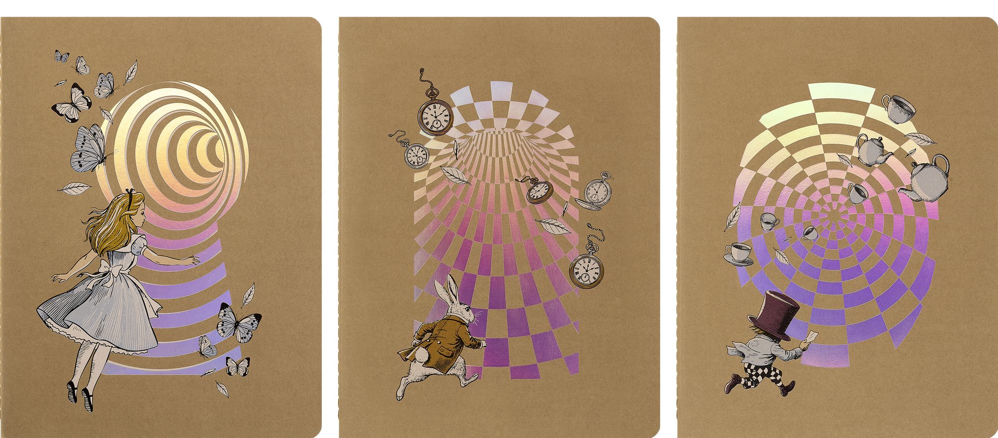 Moleskine Limited Edition Alice's Adventures in Wonderland Cahier Journals (Set of 3), Soft Cover, XL (7.5" x 9.75") Ruled/Lined, 120 Pages