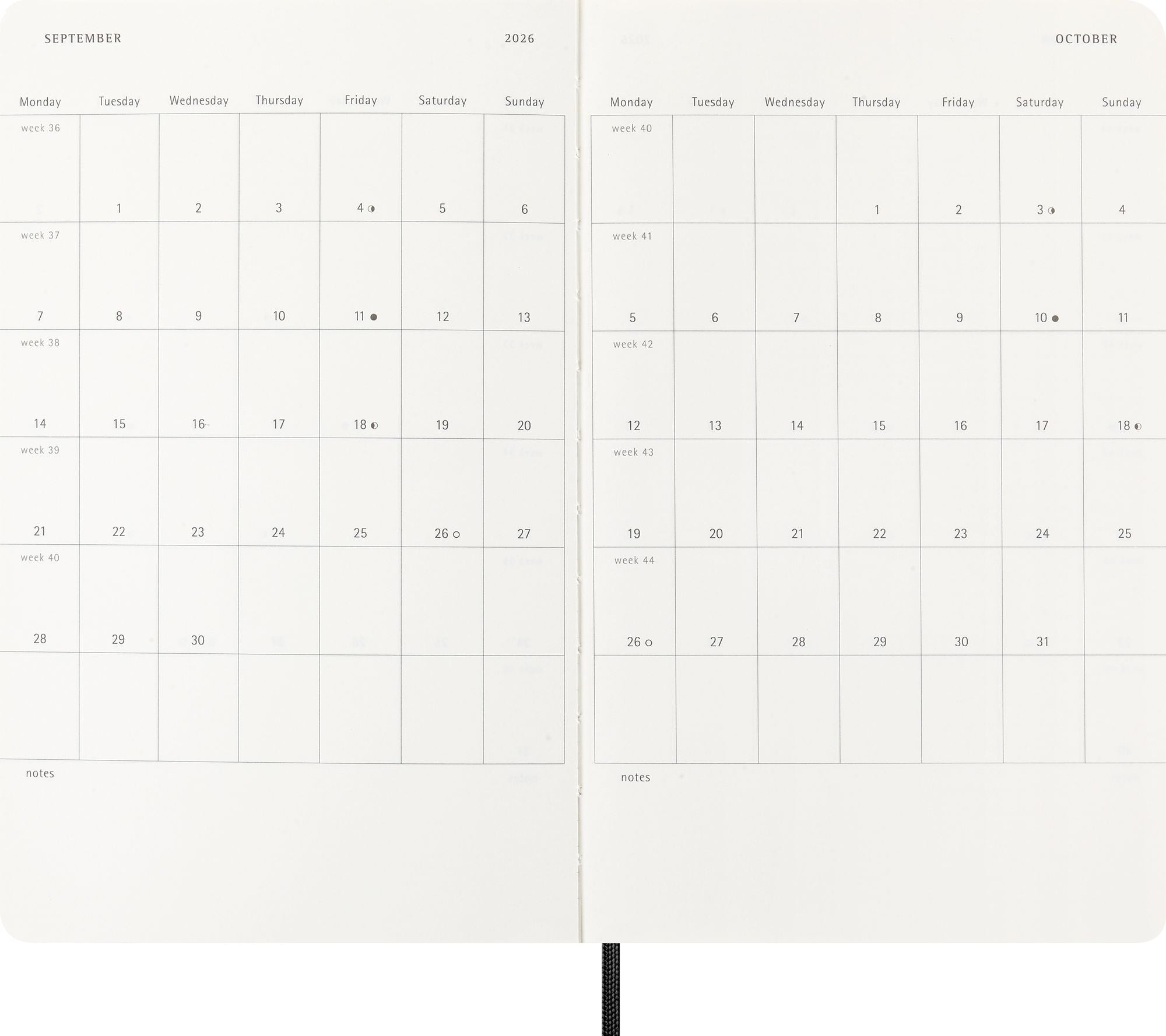 2026 Moleskine Classic Black 12 Month Weekly Soft Cover Large Planner