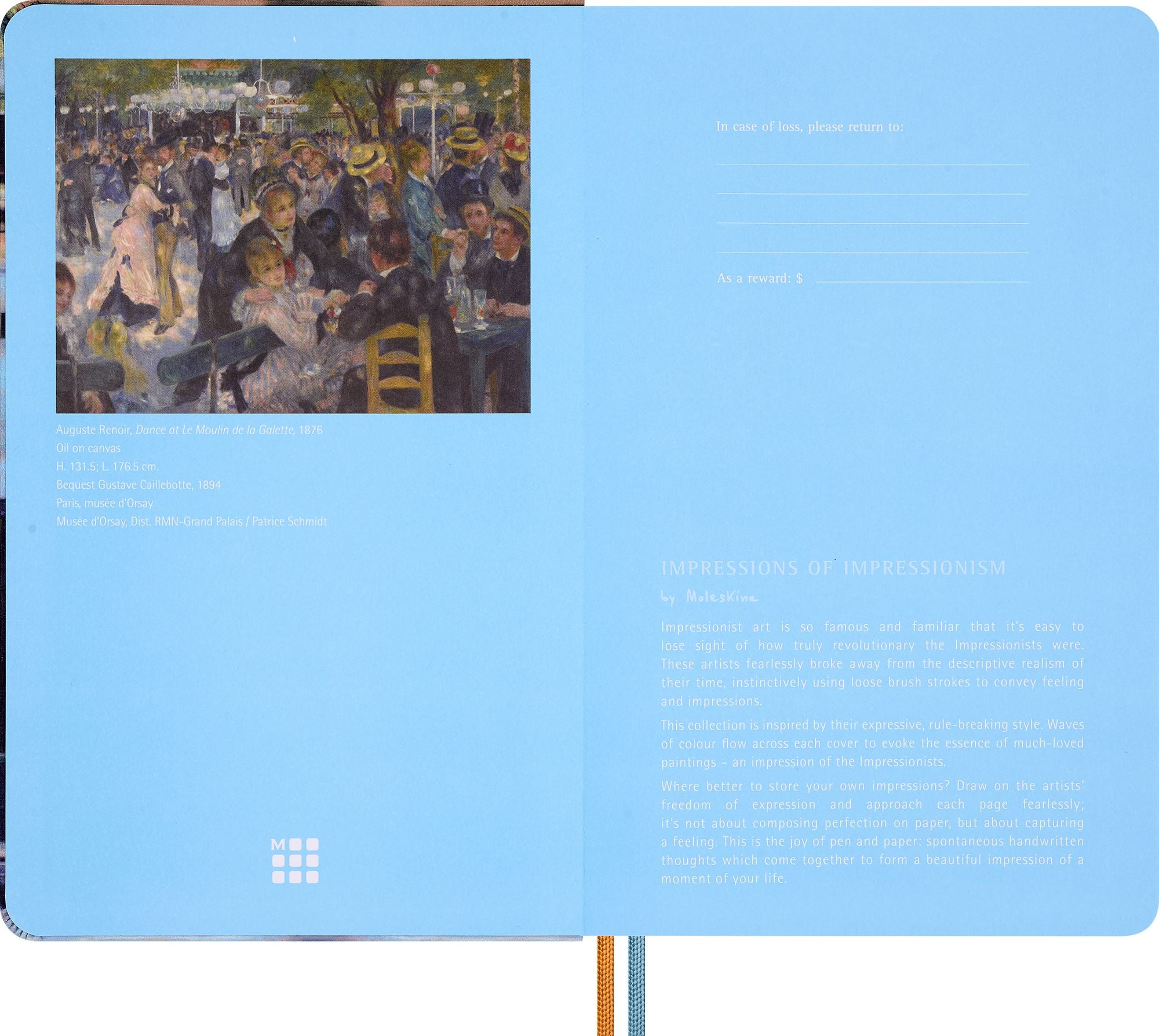 Moleskine Limited Edition Impressionism Notebook, Hard Cover, Large (5" x 8.25") Ruled, Dappled Blue, 176 Pages