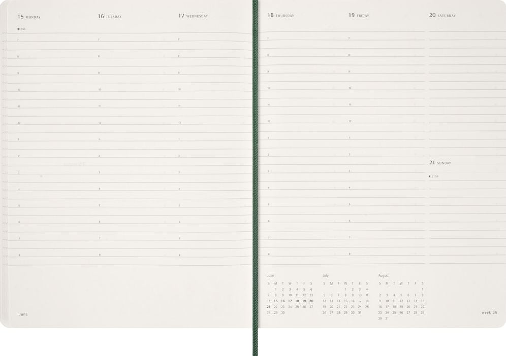 2026 Moleskine Myrtle Green 15-Month XXL Essential Soft Cover Weekly Vertical Planner