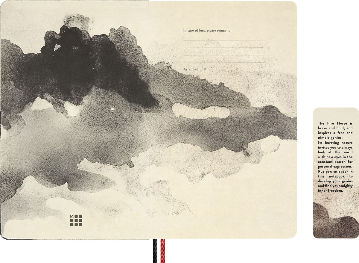 Moleskine Limited Edition Year of the Horse 2026 Calligraphy Notebook, Hard Cover, Large (5" x 8.25") Ruled/Lined, Light Grey, 176 pages