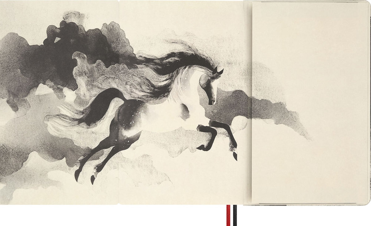 Moleskine Limited Edition Year of the Horse 2026 Calligraphy Notebook, Hard Cover, Large (5" x 8.25") Ruled/Lined, Light Grey, 176 pages