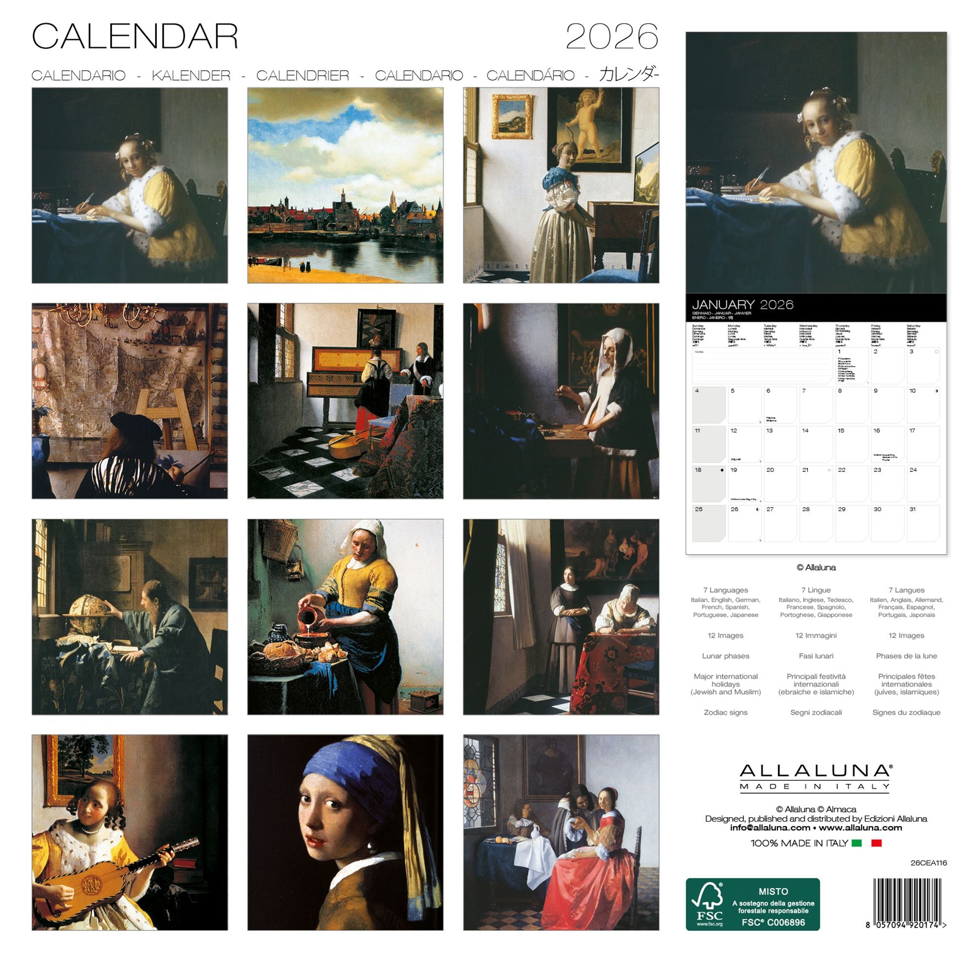 2026 Vermeer Wall Calendar