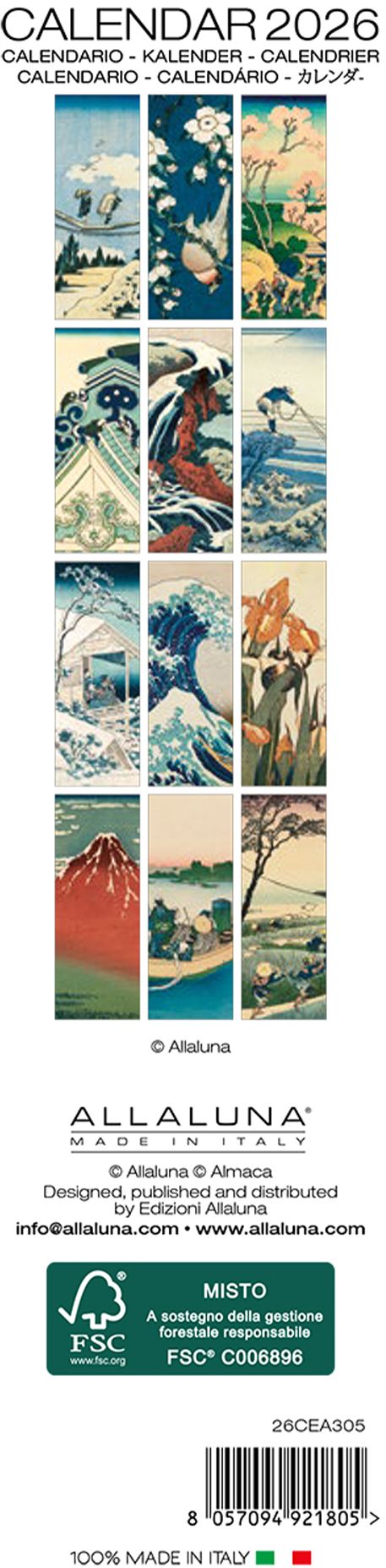 2026 Hokusai Bookmark Calendar