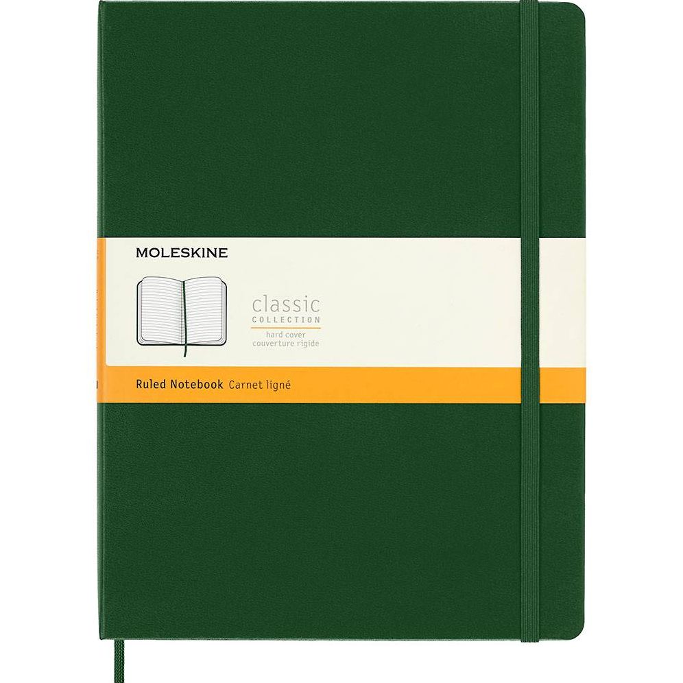 Moleskine Classic Notebook, Extra Large, Ruled, Myrtle Green, Hard Cover (7.5 x 9.75)
