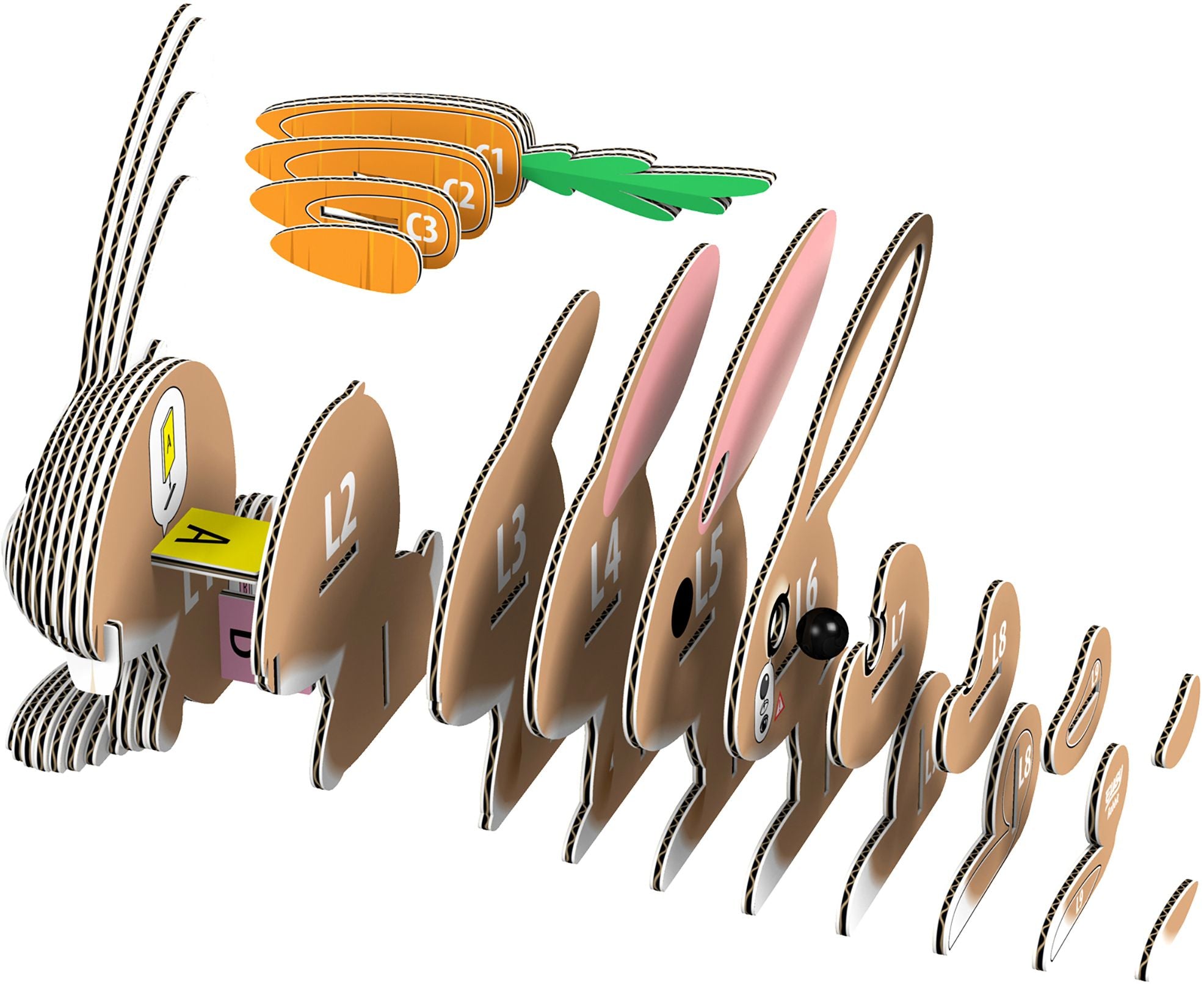 EUGY Rabbit 3D Cardboard Model Kit