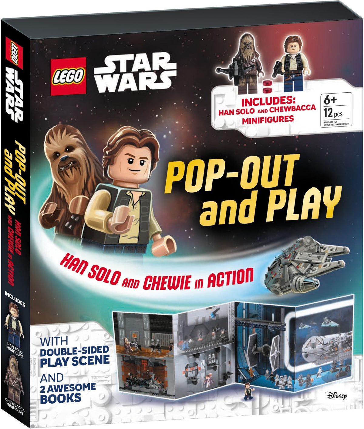 LEGO Star Wars Pop-Out and Play: Han Solo and Chewie in Action: Includes Han Solo and Chewbacca Minifigures, Double-Sided Play Scene, and 2 Awesome Books