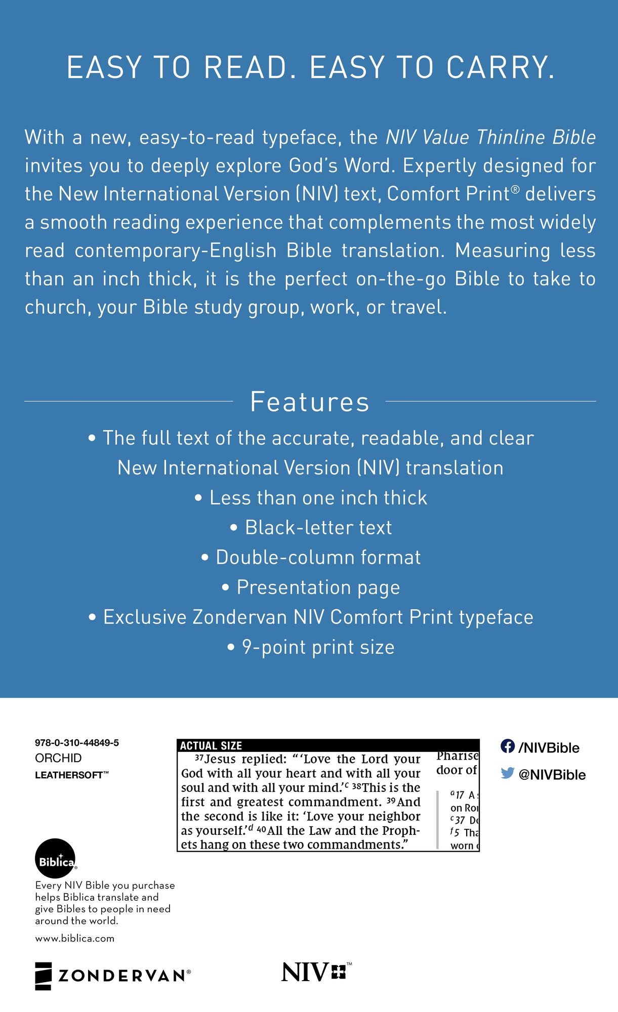 NIV, Value Thinline Bible, Leathersoft, Pink, Comfort Print