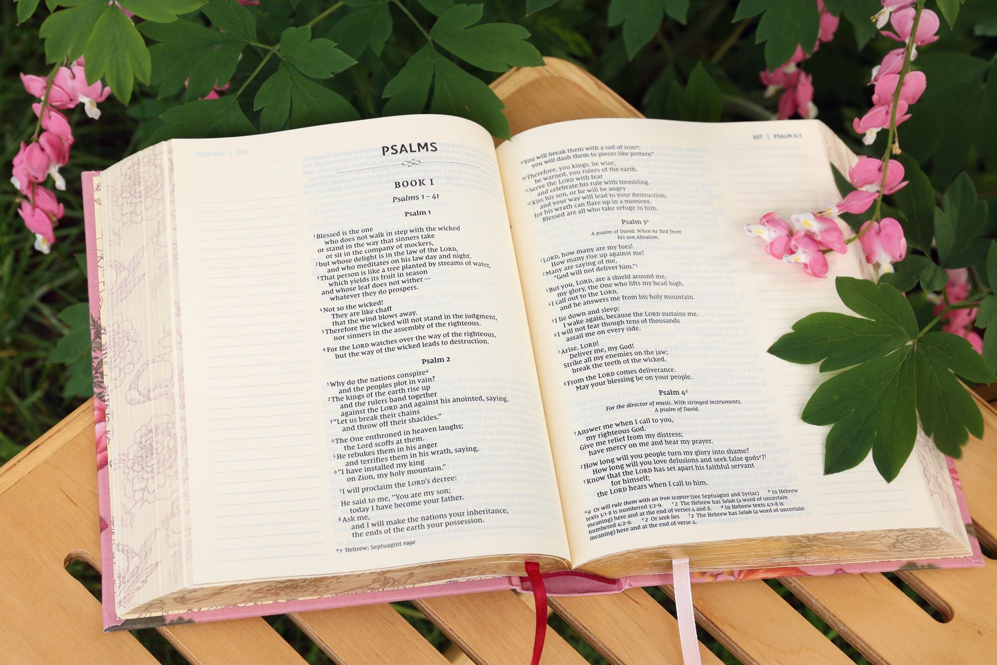 NIV, Artisan Collection Bible, Women's Bible with Journaling Space, Cloth over Board, Pink Floral, Designed Edges under Gilding, Red Letter, Comfort Print