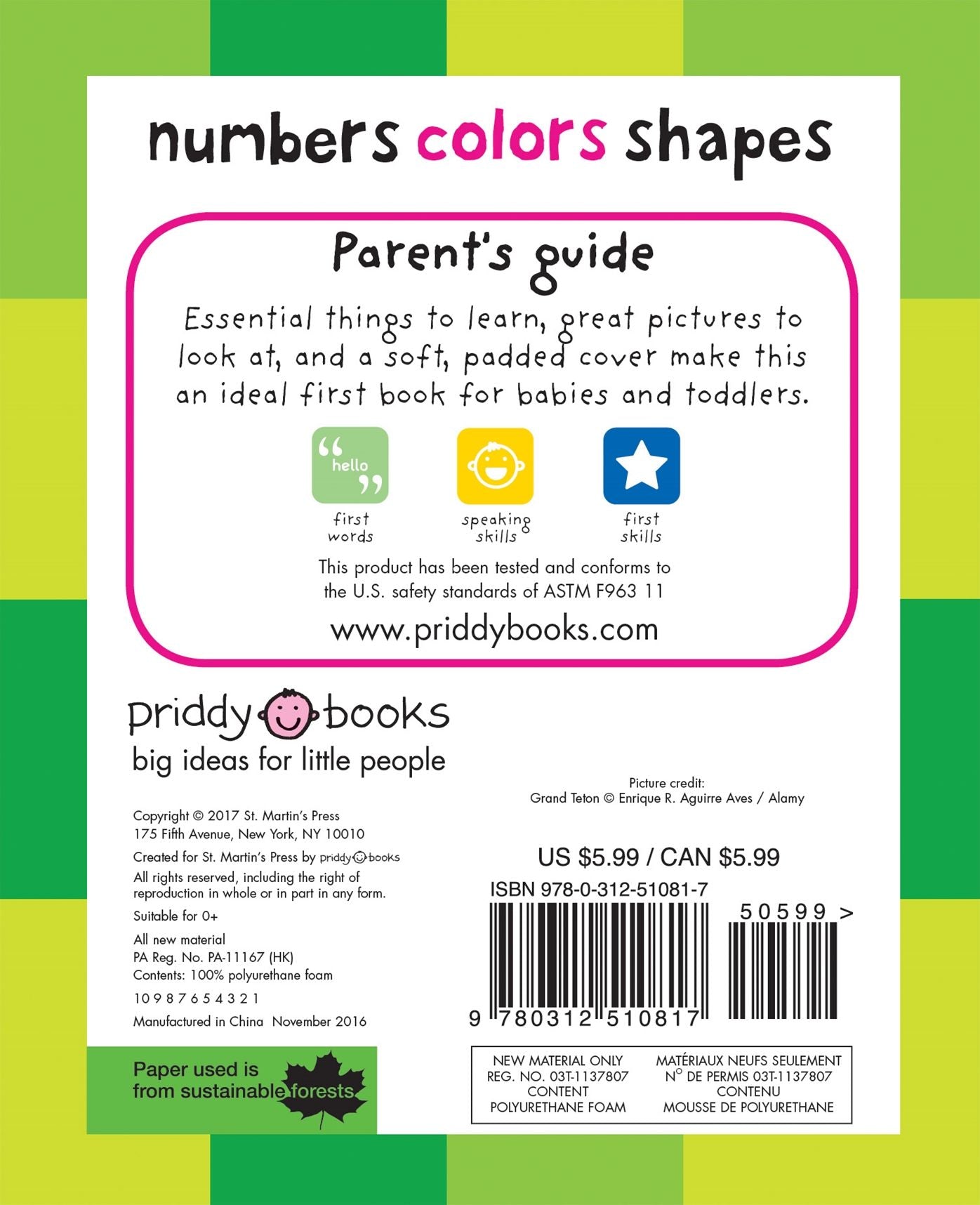 First 100 Numbers, Colors, Shapes: A padded book-perfect for little hands to hold