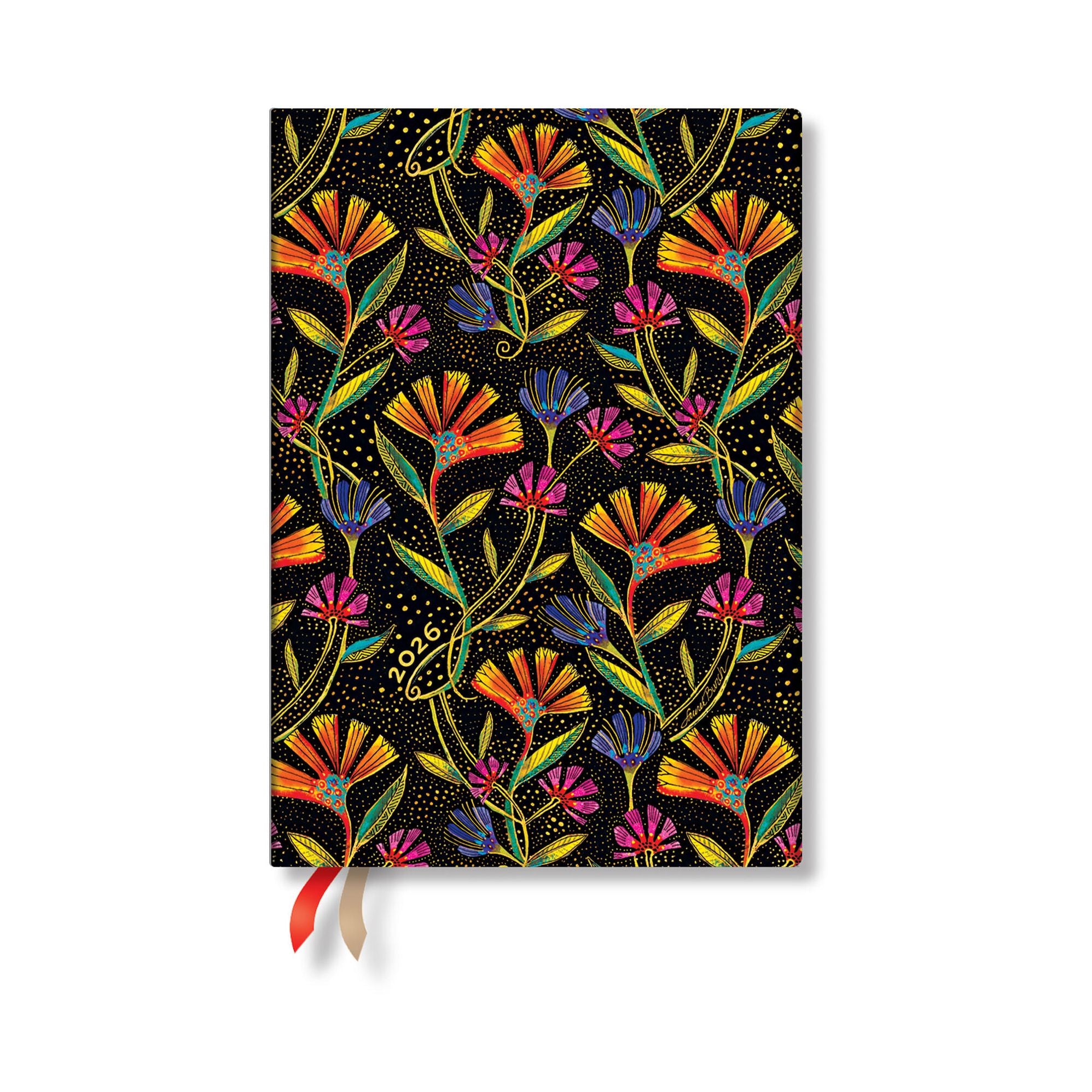 Paperblanks 2026 Wild Flowers Playful Creations 12-Month Planner Flexis MIDI Day-At-A-Time Elastic Band 432 Pg 80 GSM