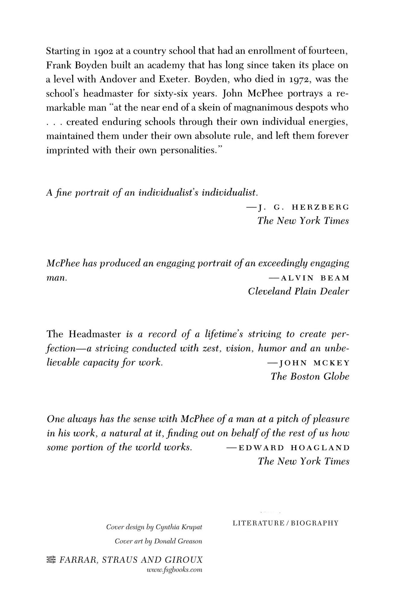 The Headmaster: Frank L. Boyden of Deerfield