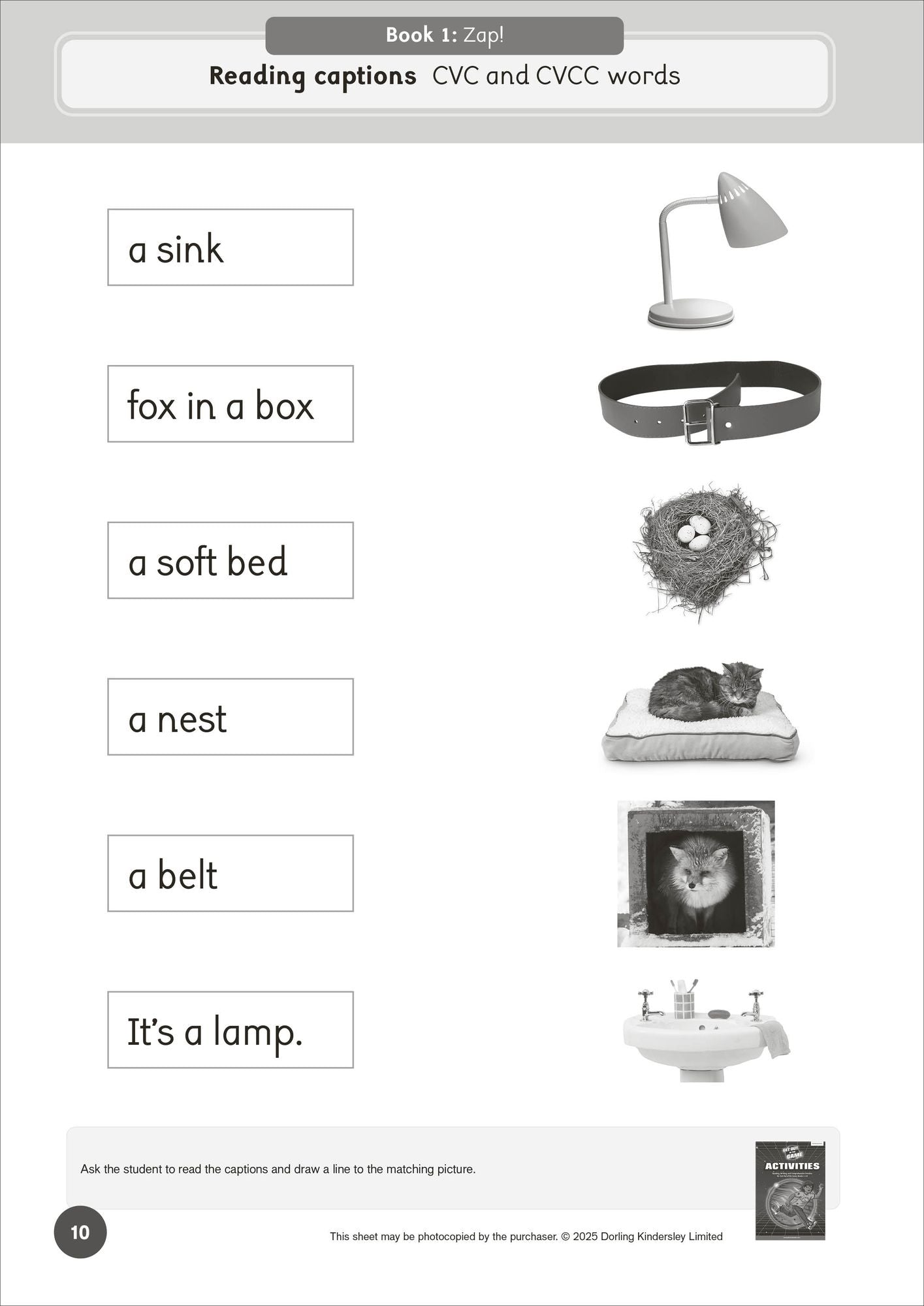 Phonic Books Get Out of the Game Activities: Activities Accompanying Get out of the Game Books for Older Readers (CVC, Consonant Blends and Consonant Teams)