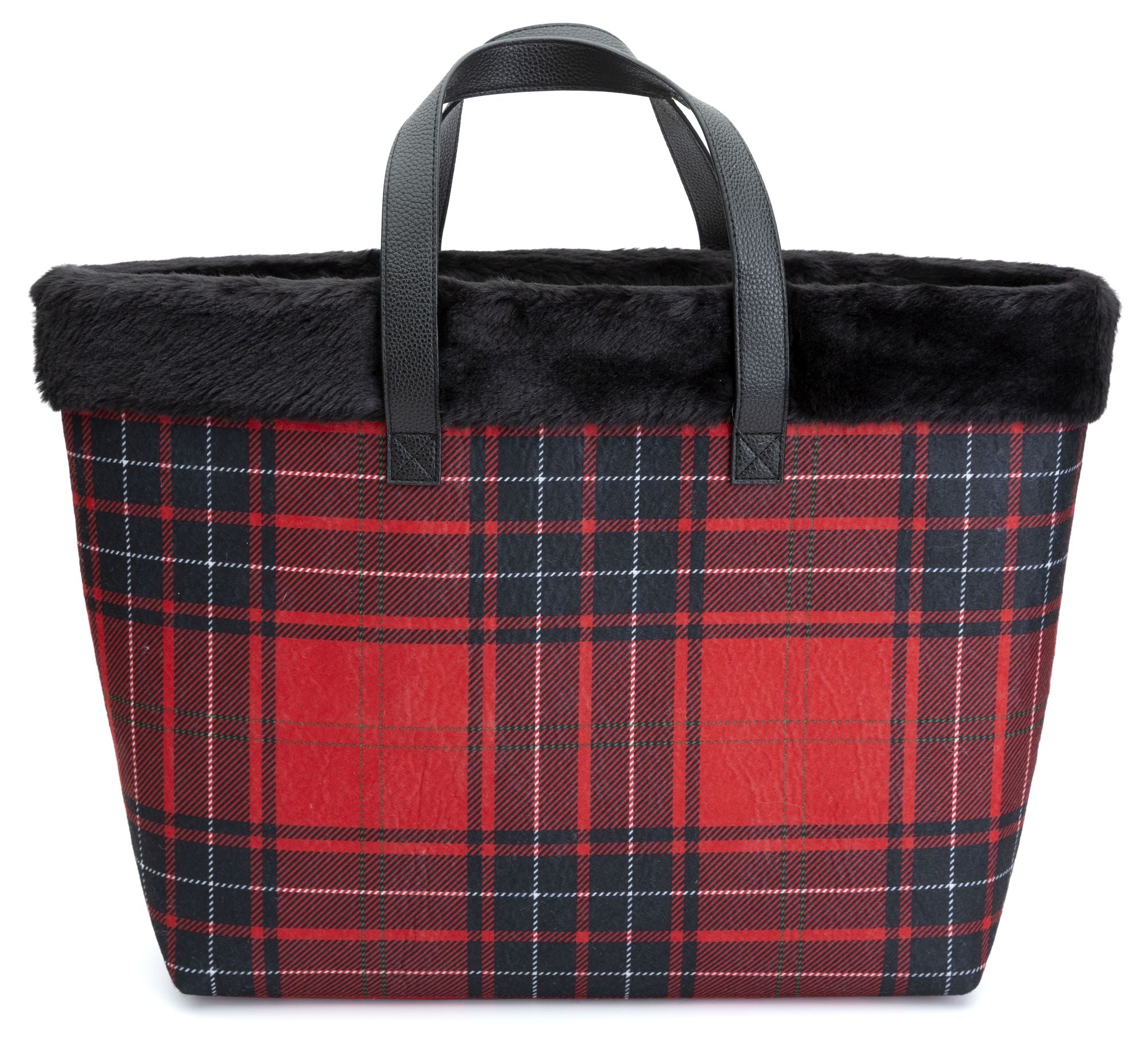 B&N Exclusive Red Plaid Holiday Tote