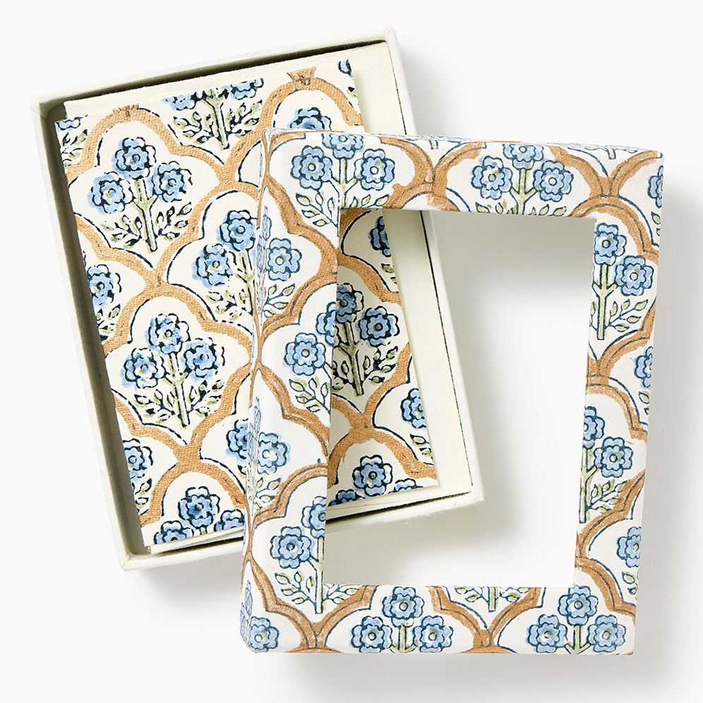 Trellis Blue Stone Notecard Box Pk 6