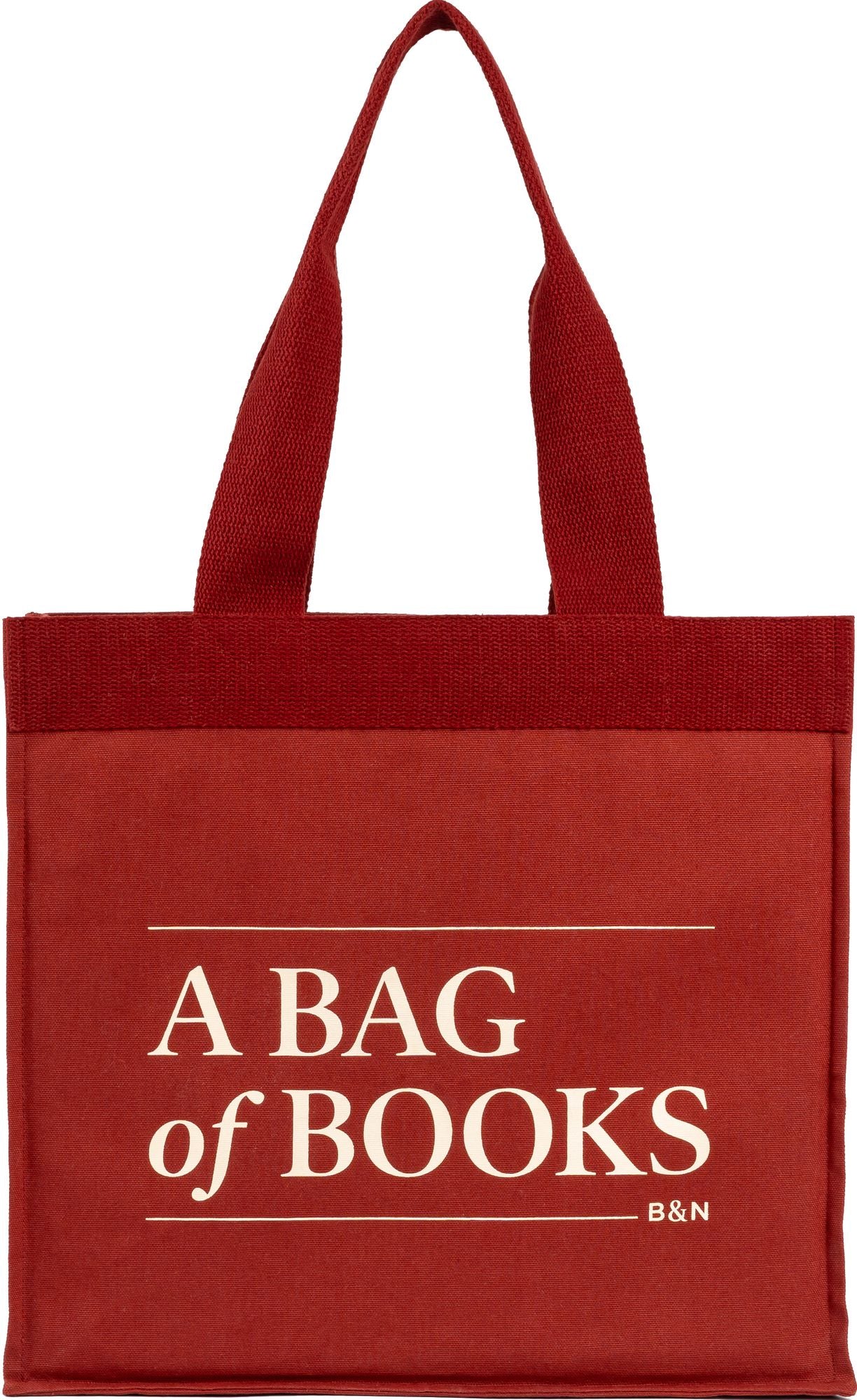 100% Organic Cotton Canvas Tote with 'Bag of Books' Print - Burgundy