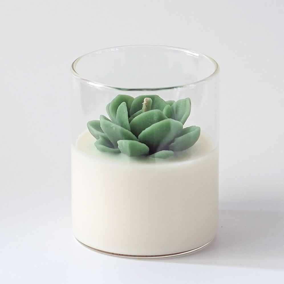 Rose Succulent Candle