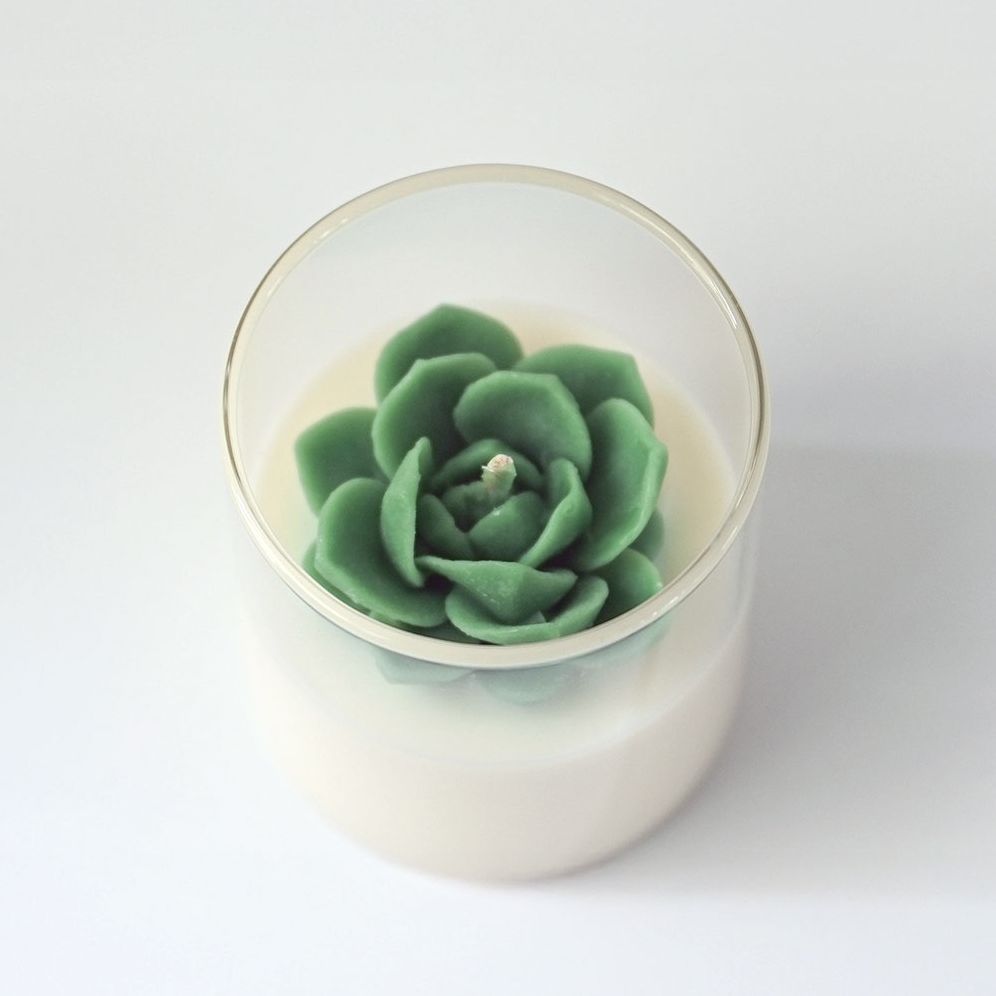 Rose Succulent Candle
