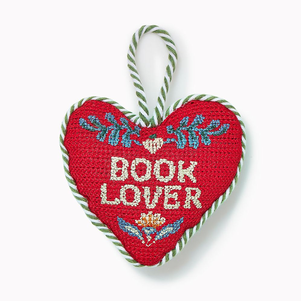 BOOK LOVER NEEDLE POINT ORNAMENT
