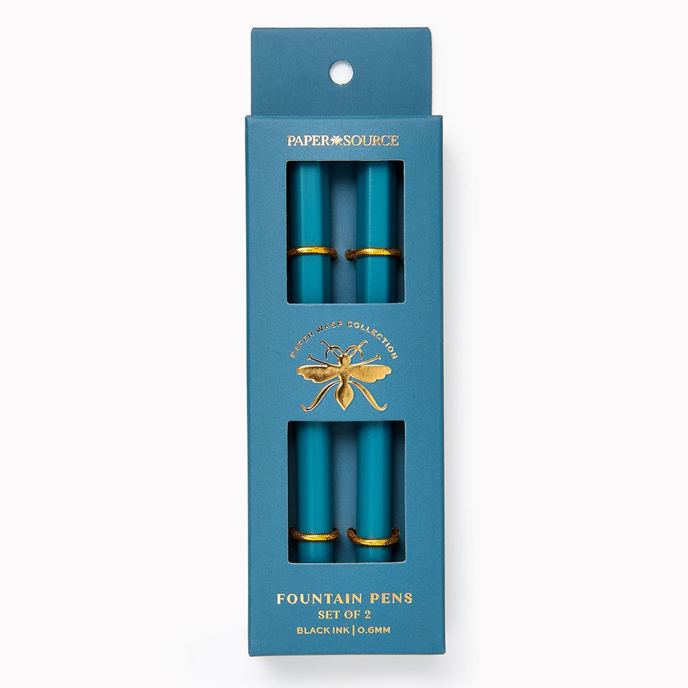 Teal Paper Wasp Pen S/2 - Fountain