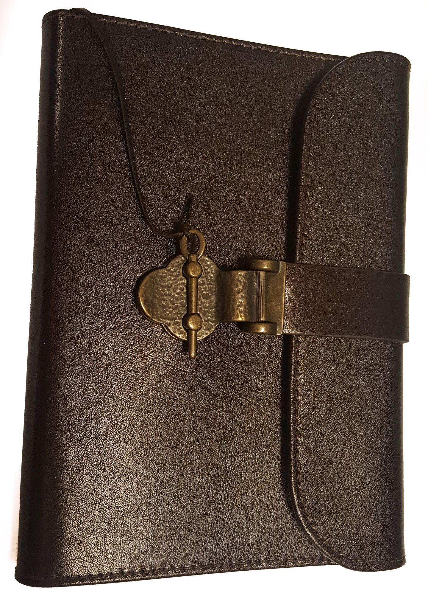 Dark Brown Leather Journal with Flap and Latch Closure