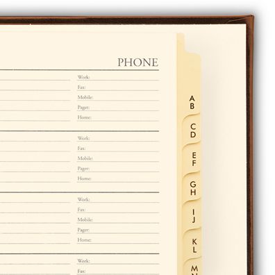 British Tan Bonded Leather Address Book 9" x 7"