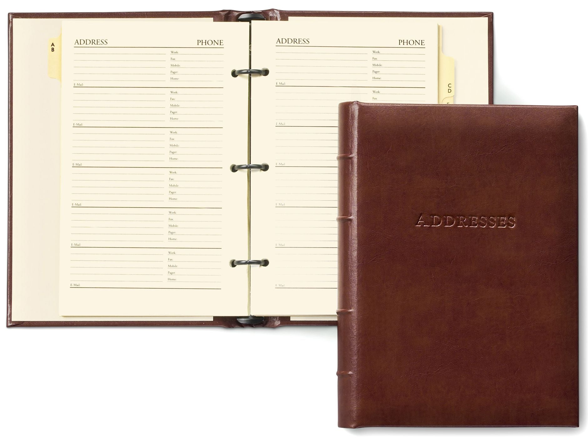 British Tan Bonded Leather Address Book 9" x 7"