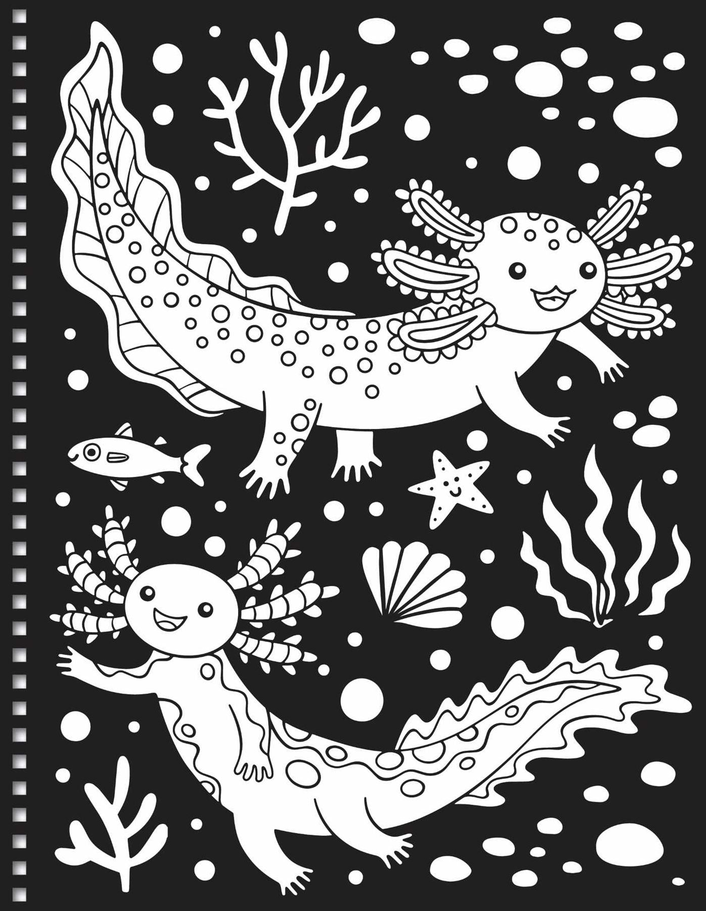 Velvet Art: Axolotls: Activity Book with Velvet Coloring Pages and Holographic Stickers