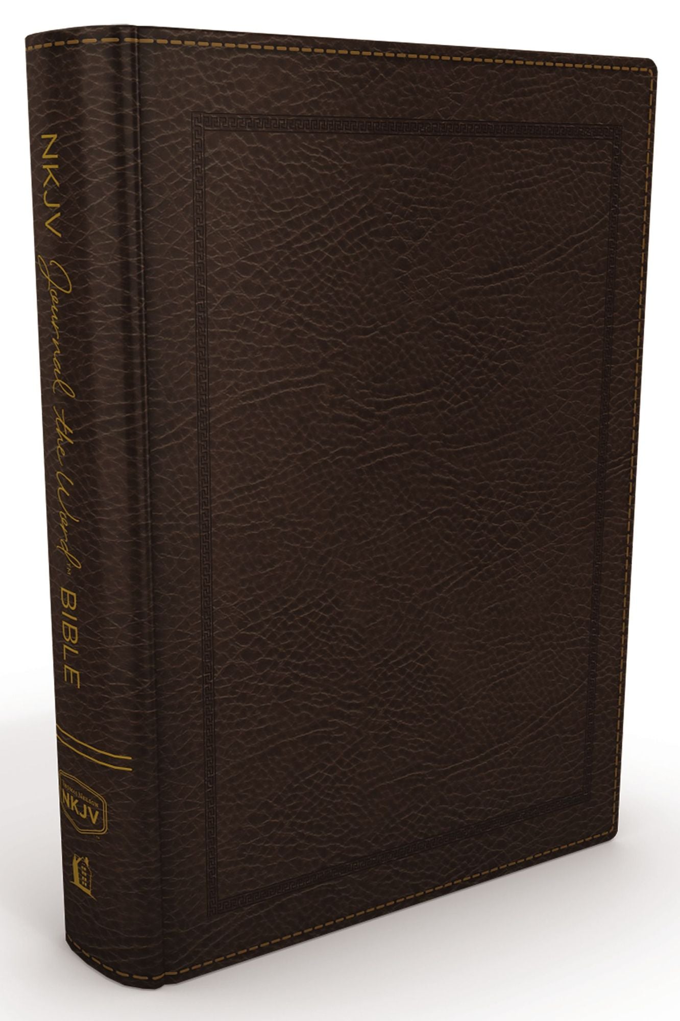 NKJV, Journal the Word Bible, Large Print, Bonded Leather, Brown, Red Letter: Reflect, Journal, or Create Art Next to Your Favorite Verses