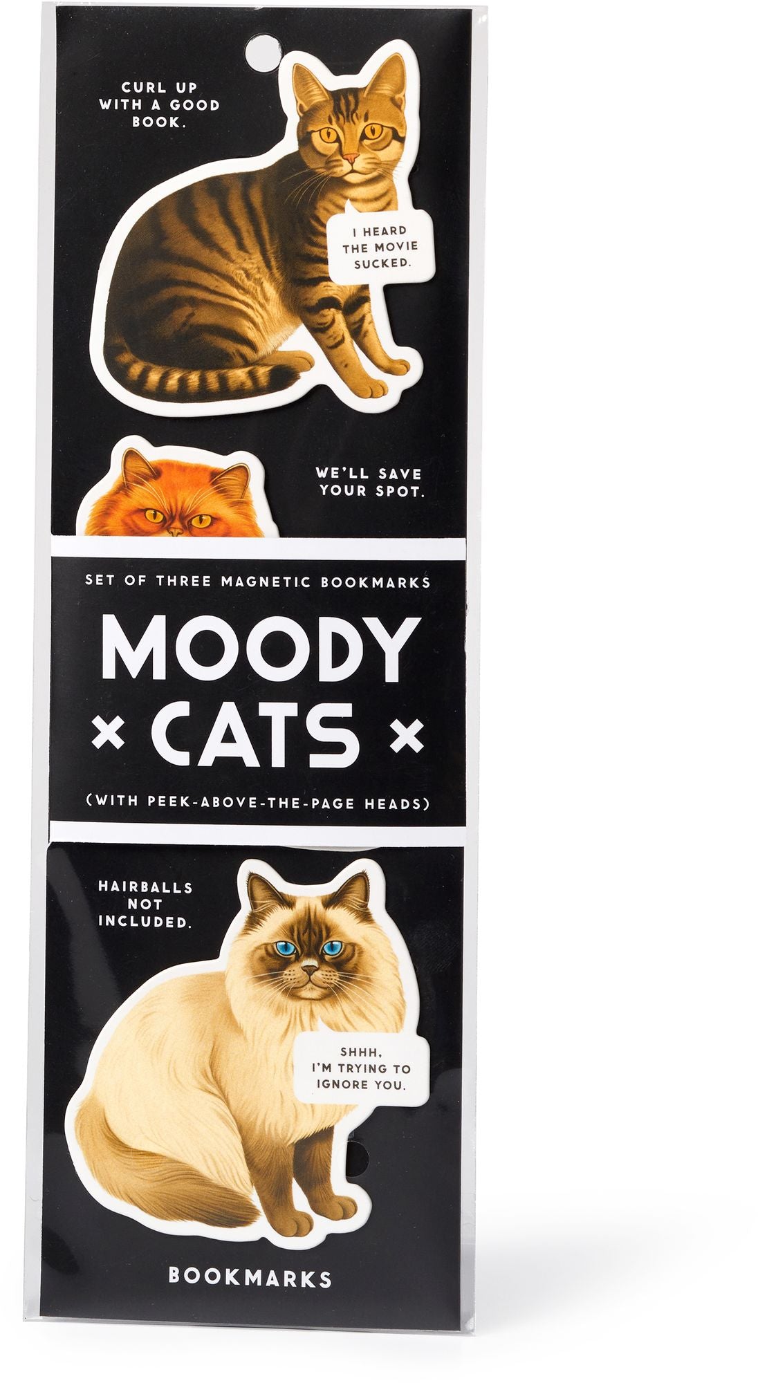 Moody Cats Magnetic Bookmark Set