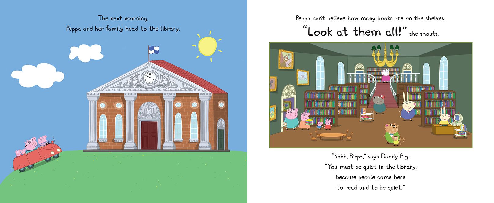 Peppa Pig and the Library Visit: (Children's Picture Book About Going to the Library with Reversible Coloring Poster for Toddlers, Preschoolers, and Kids Ages 3-7)