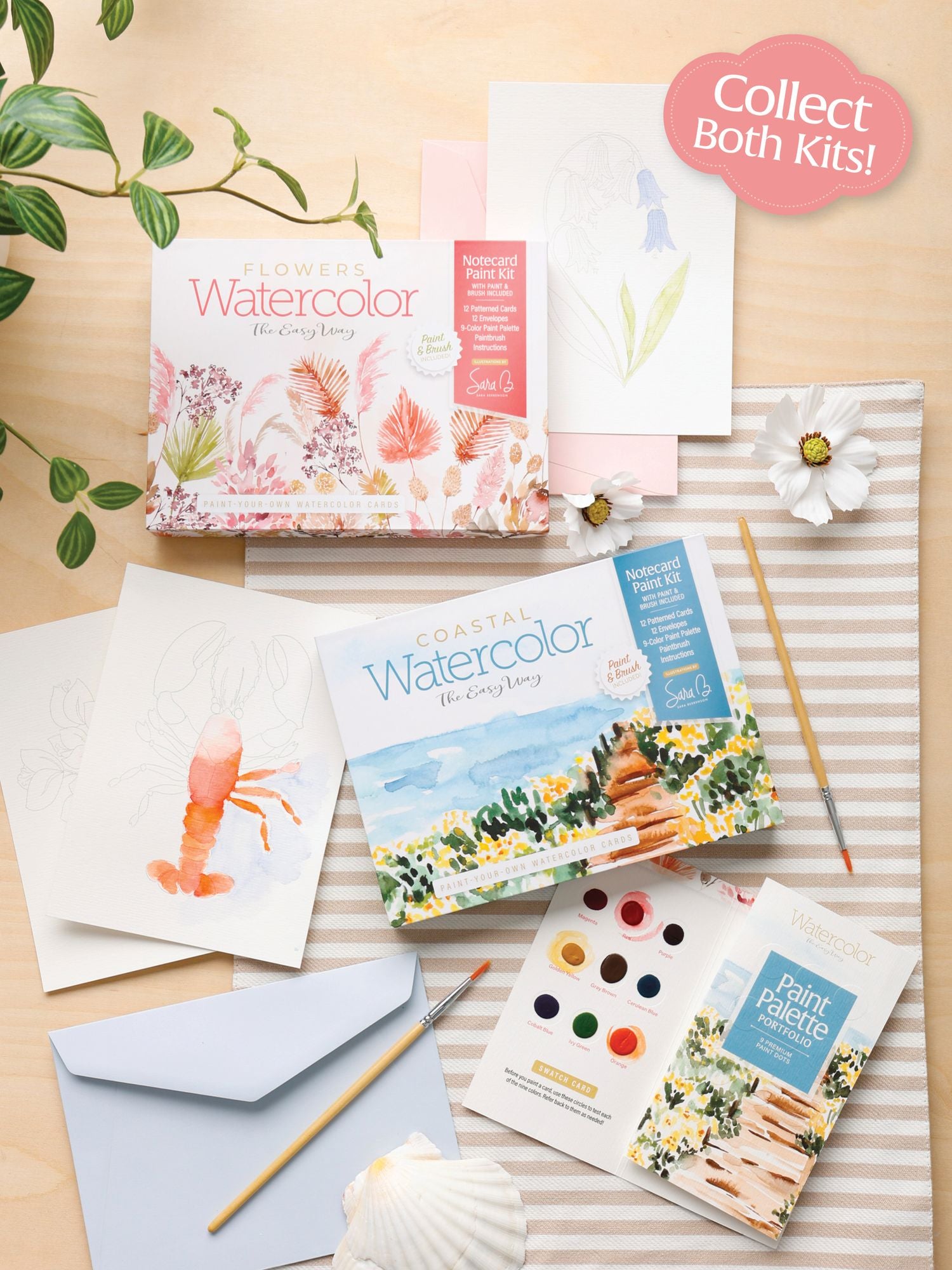 Watercolor the Easy Way Paint-Your-Own Watercolor Cards Flowers: Notecard Paint Kit with Paint and Brush Included