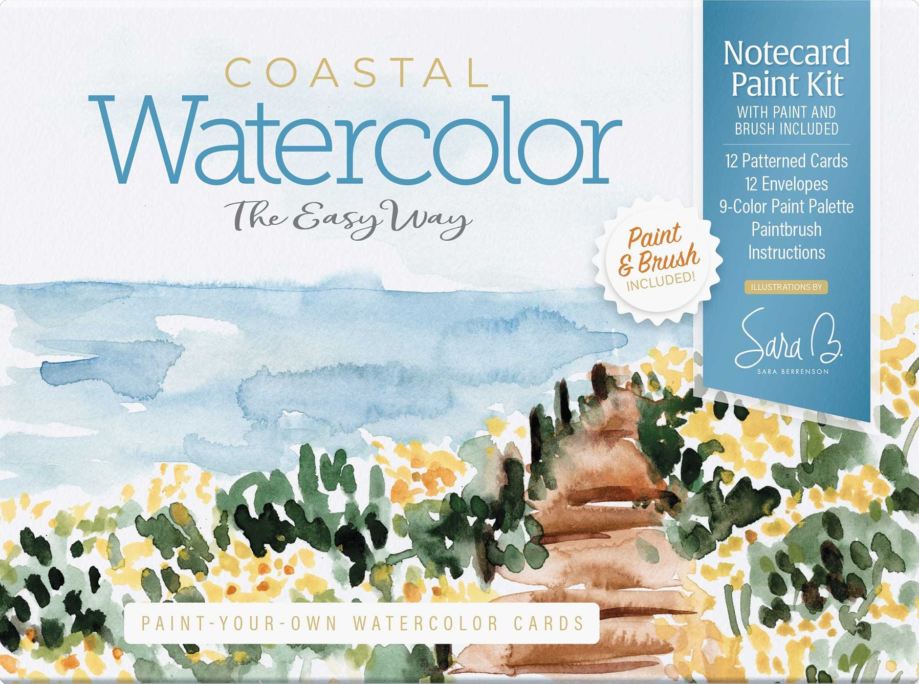 Watercolor the Easy Way Paint-Your-Own Watercolor Cards Coastal: Notecard Paint Kit with Paint and Brush Included