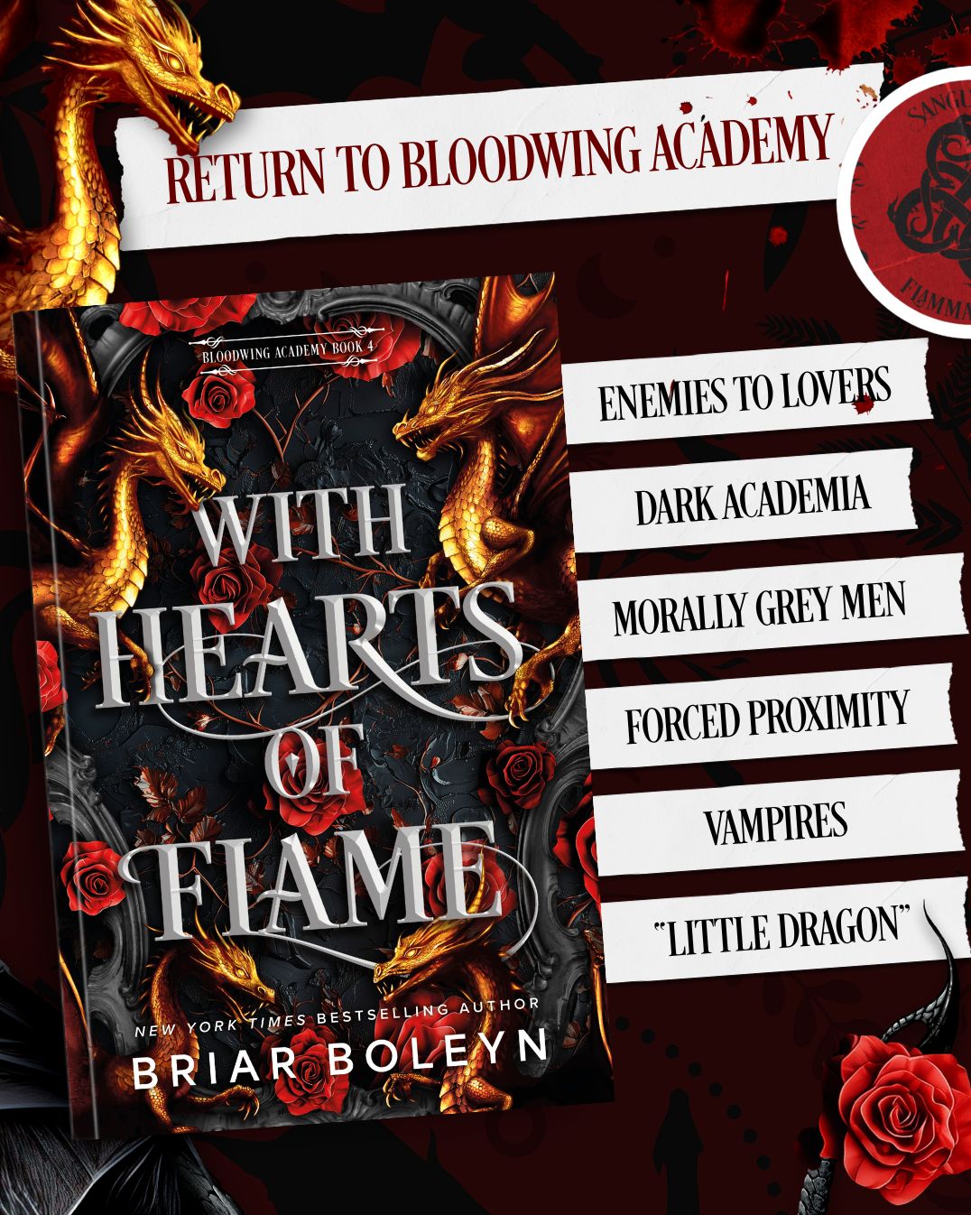 With Hearts of Flame (Deluxe Limited Edition): A Dark Academia Romantasy Novel of Vampires and Dragons Featuring Stenciled Edges and Illustrated Endpapers