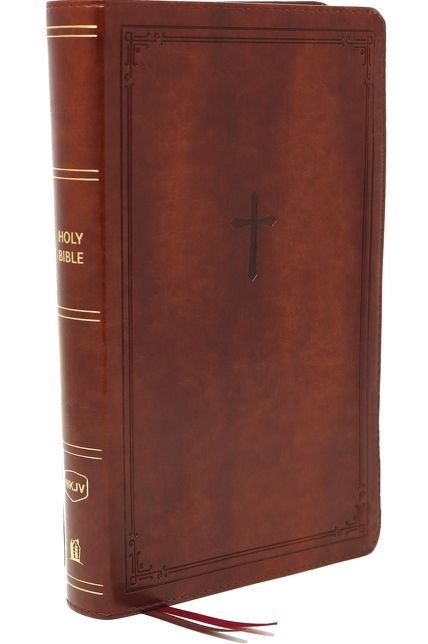 NKJV, End-of-Verse Reference Bible, Personal Size Large Print, Leathersoft, Brown, Red Letter, Comfort Print: Holy Bible, New King James Version - Great for Father's Day