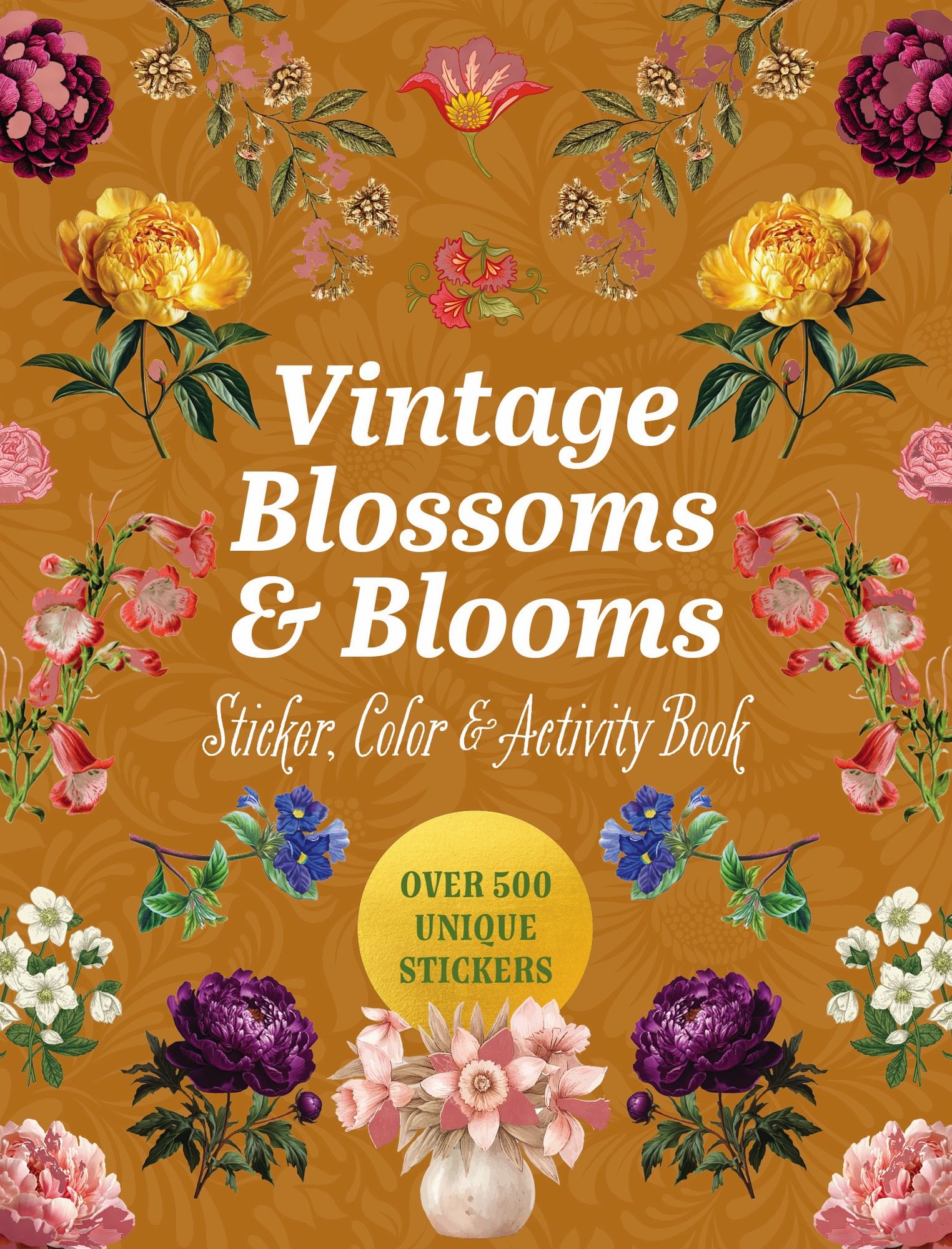 Vintage Blossoms and Blooms Sticker, Color & Activity Book Stocking Stuffer