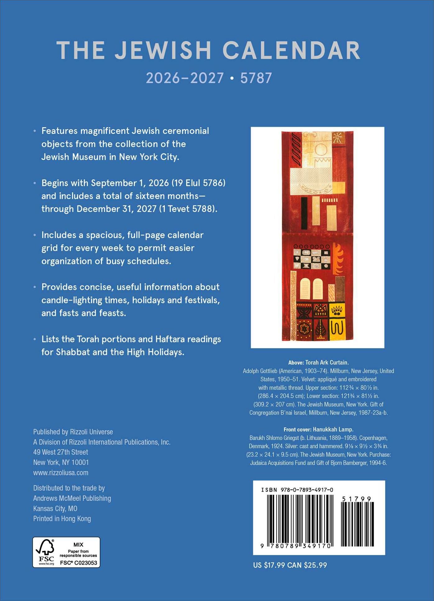 2026-2027 The Jewish Calendar 16-Month Planner Calendar