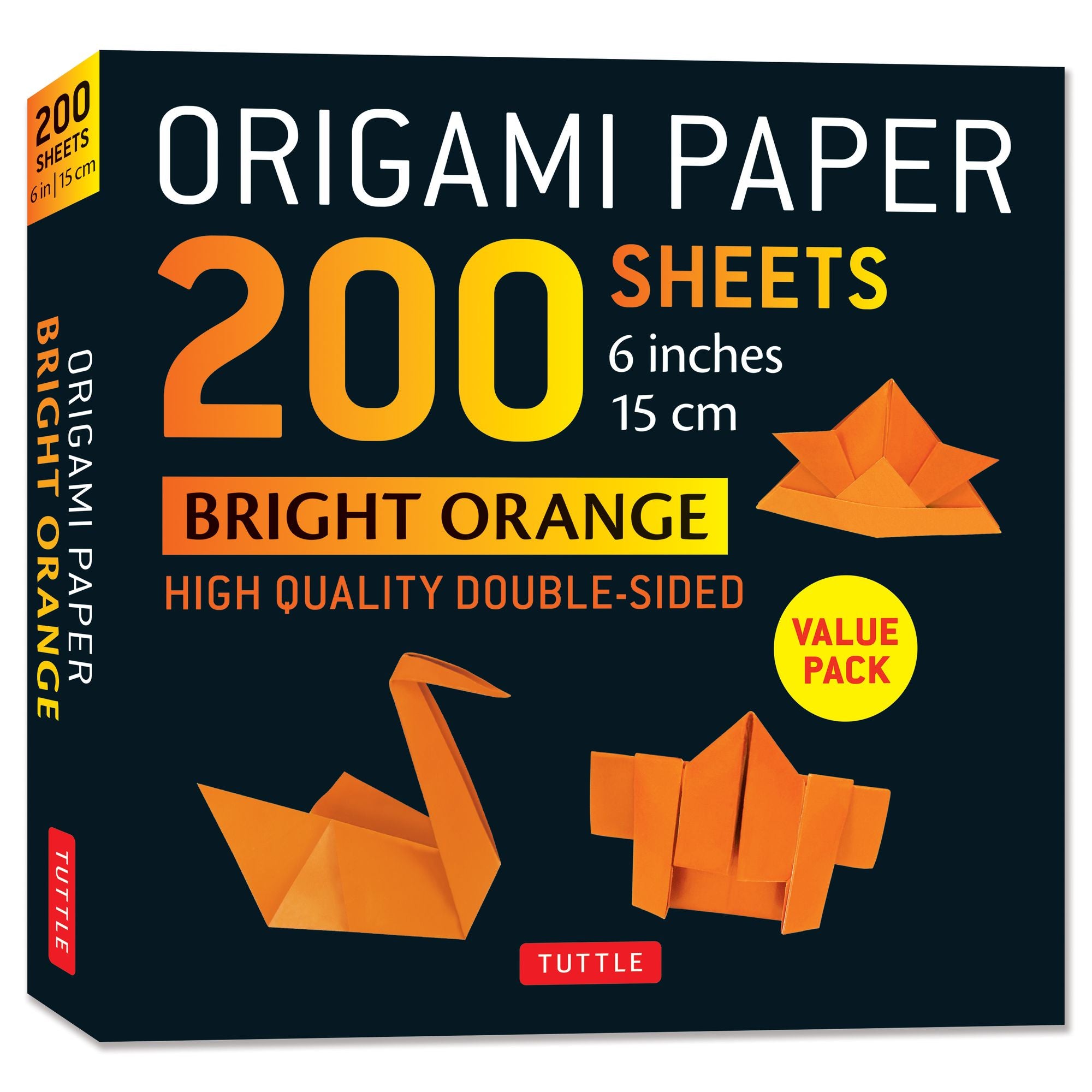 Origami Paper 200 sheets Bright Orange 6" (15 cm): Solid Orange Double-Sided Origami Sheets with Instructions for 12 Projects