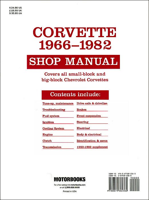 Corvette, 1966-1982: Shop Manual