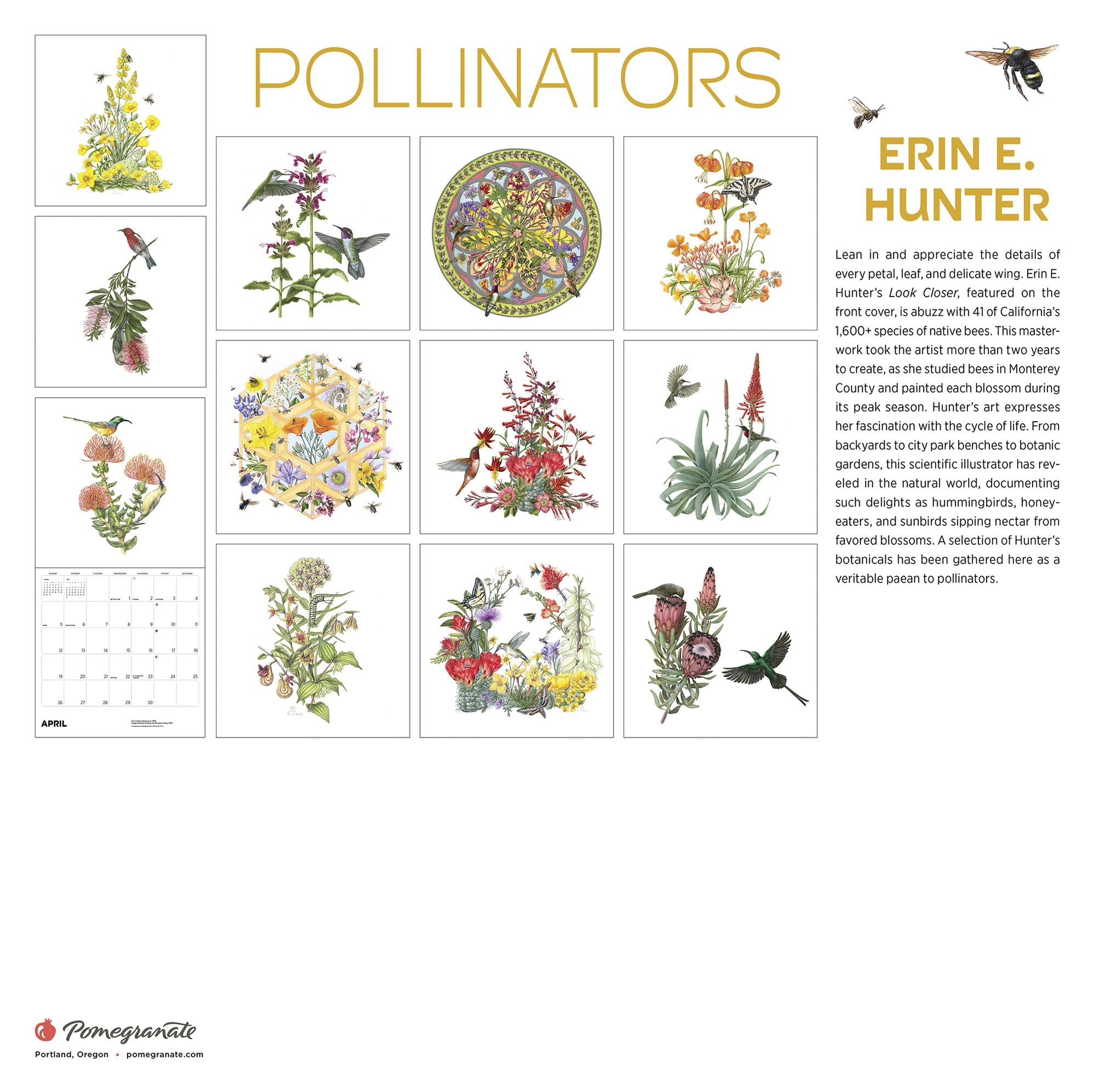 2026 Erin E. Hunter: Pollinators Wall Calendar