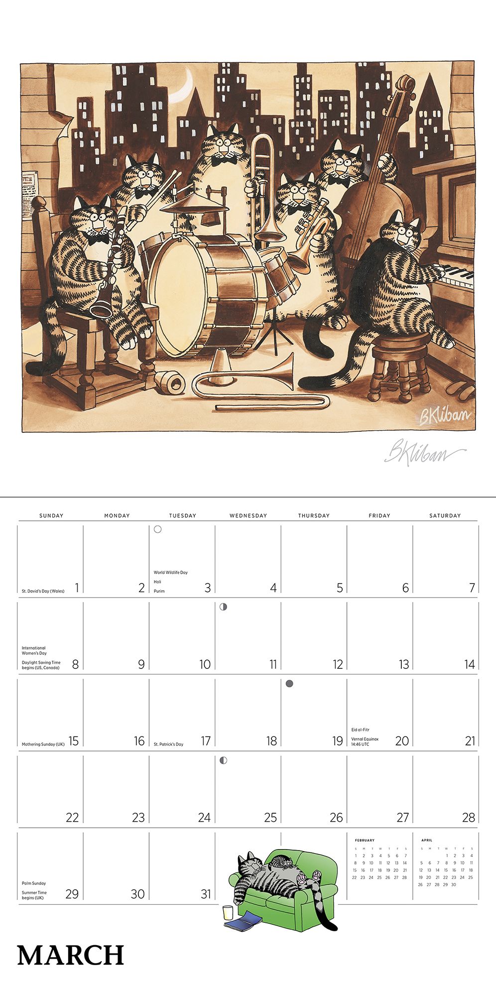 2026 B. Kliban: Cat Calendar Wall Calendar